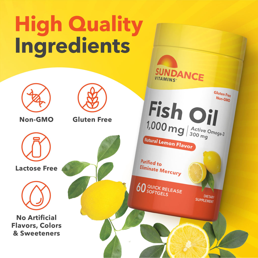 Fish Oil Omega 3 Supplement 1000mg 60 Softgels N370