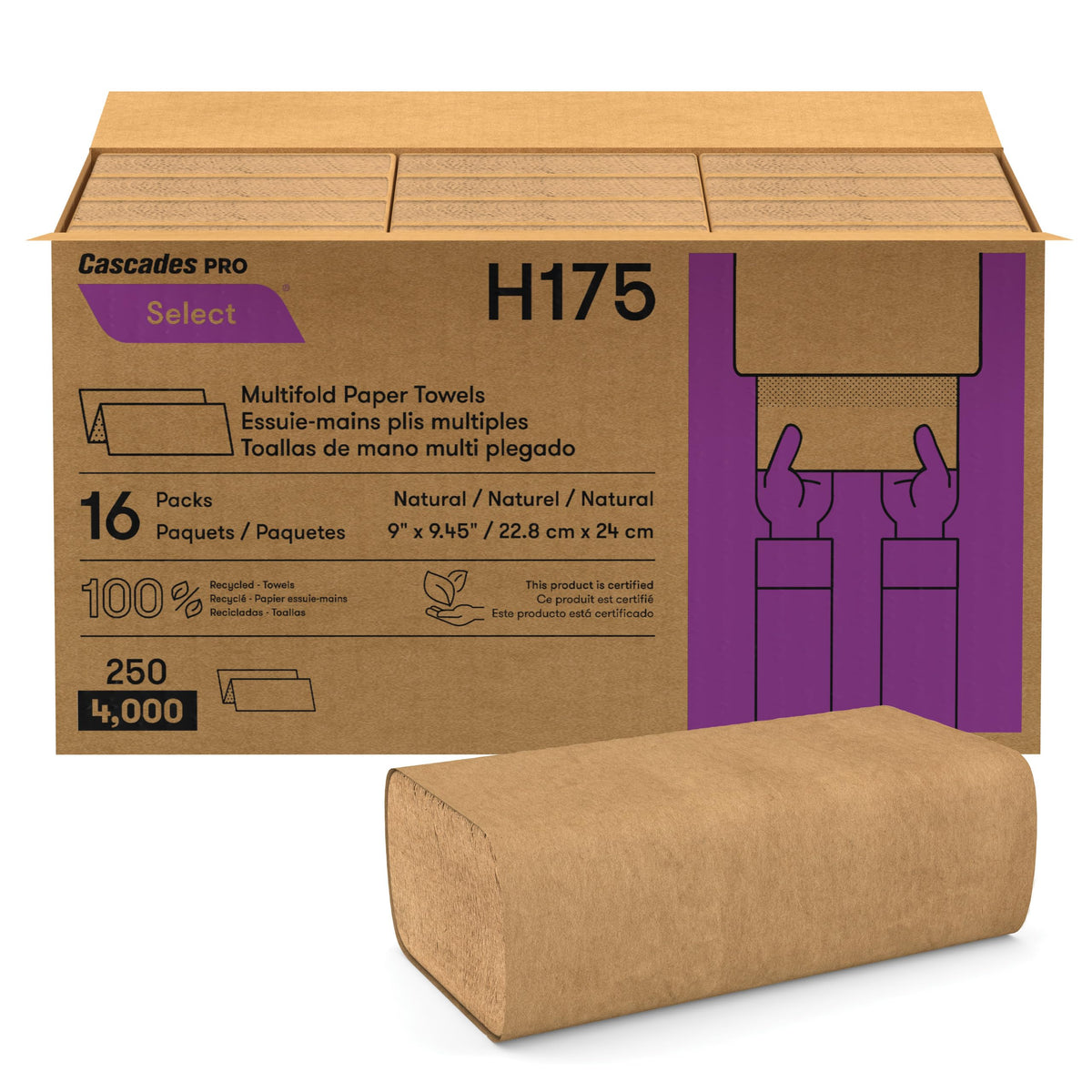 Multifold Paper Towels 250 Sheets 16 Packs Natural Brown X343786