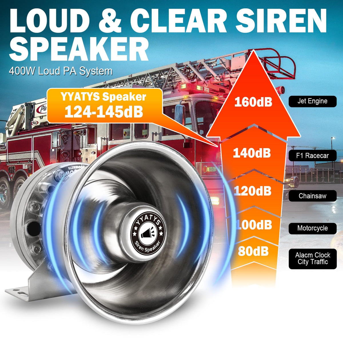 400W Multi-Tone Car Alarm Horn PA Speaker with Handheld Mic Q5154