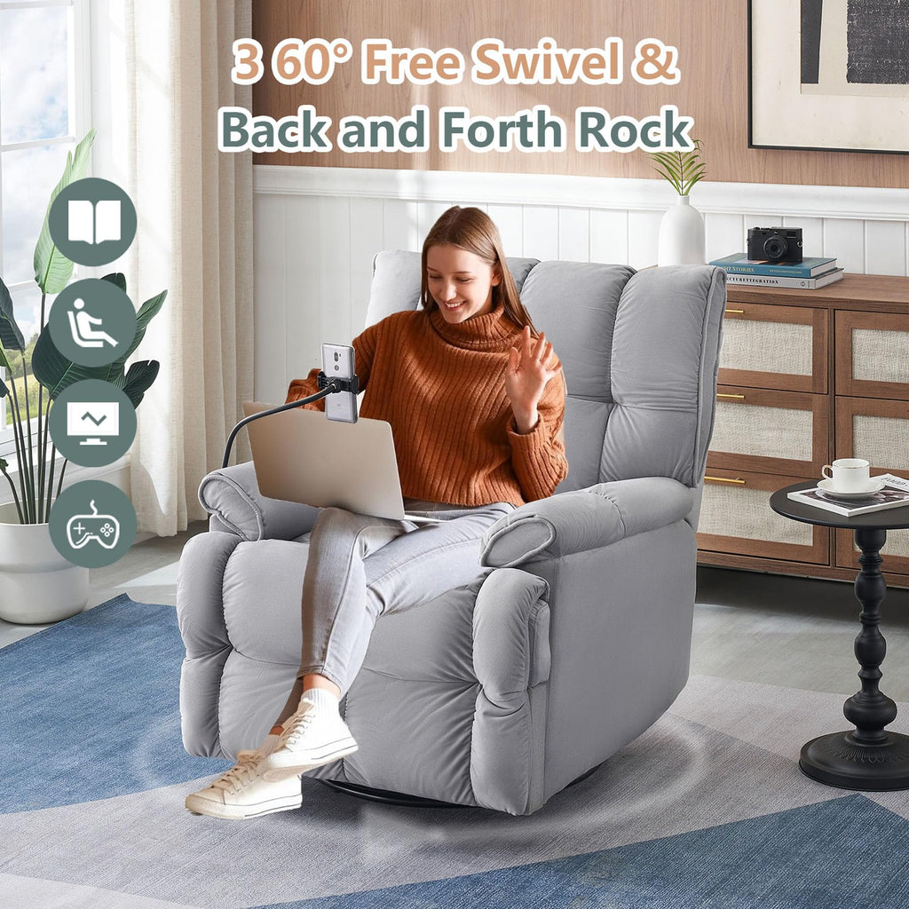 Gray Velvet Recliner Chair I8919