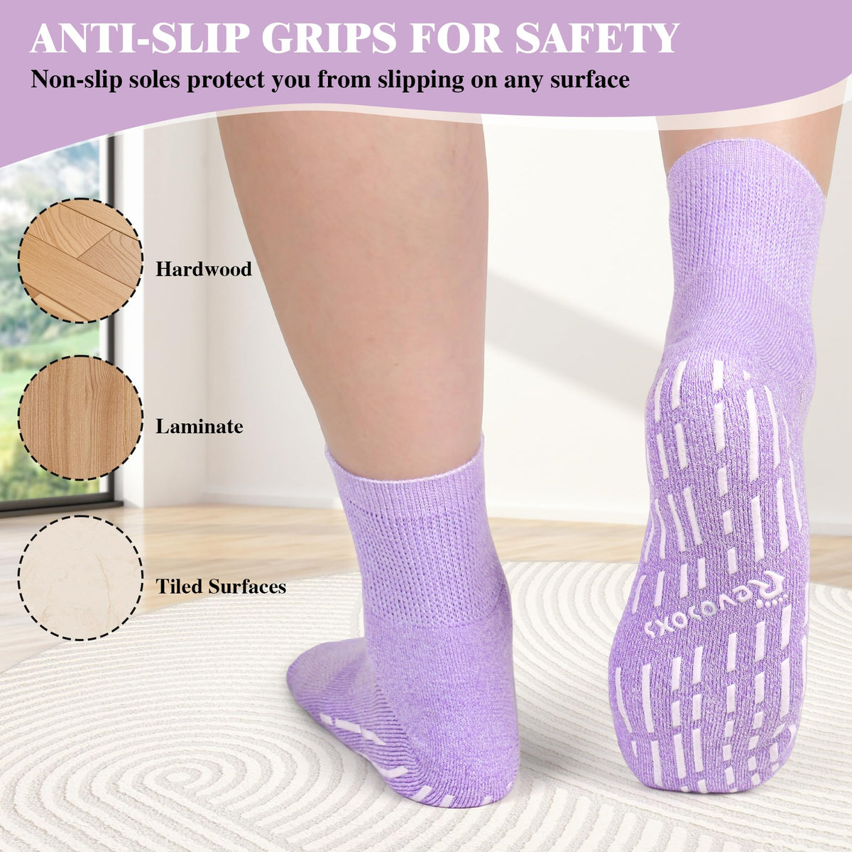Non Slip Seamless Diabetic Ankle Socks 5 Pairs K7702