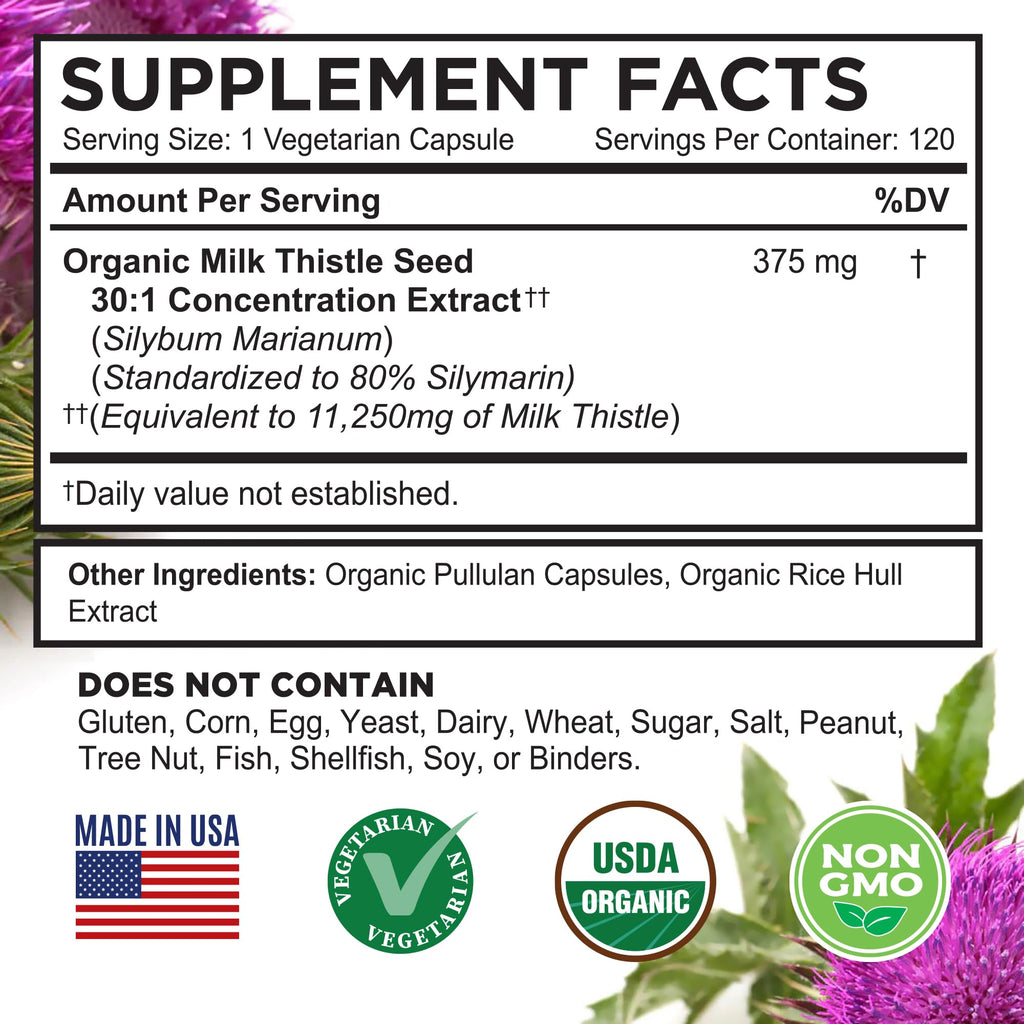 Organic Milk Thistle 120 Vegan Capsules X741449