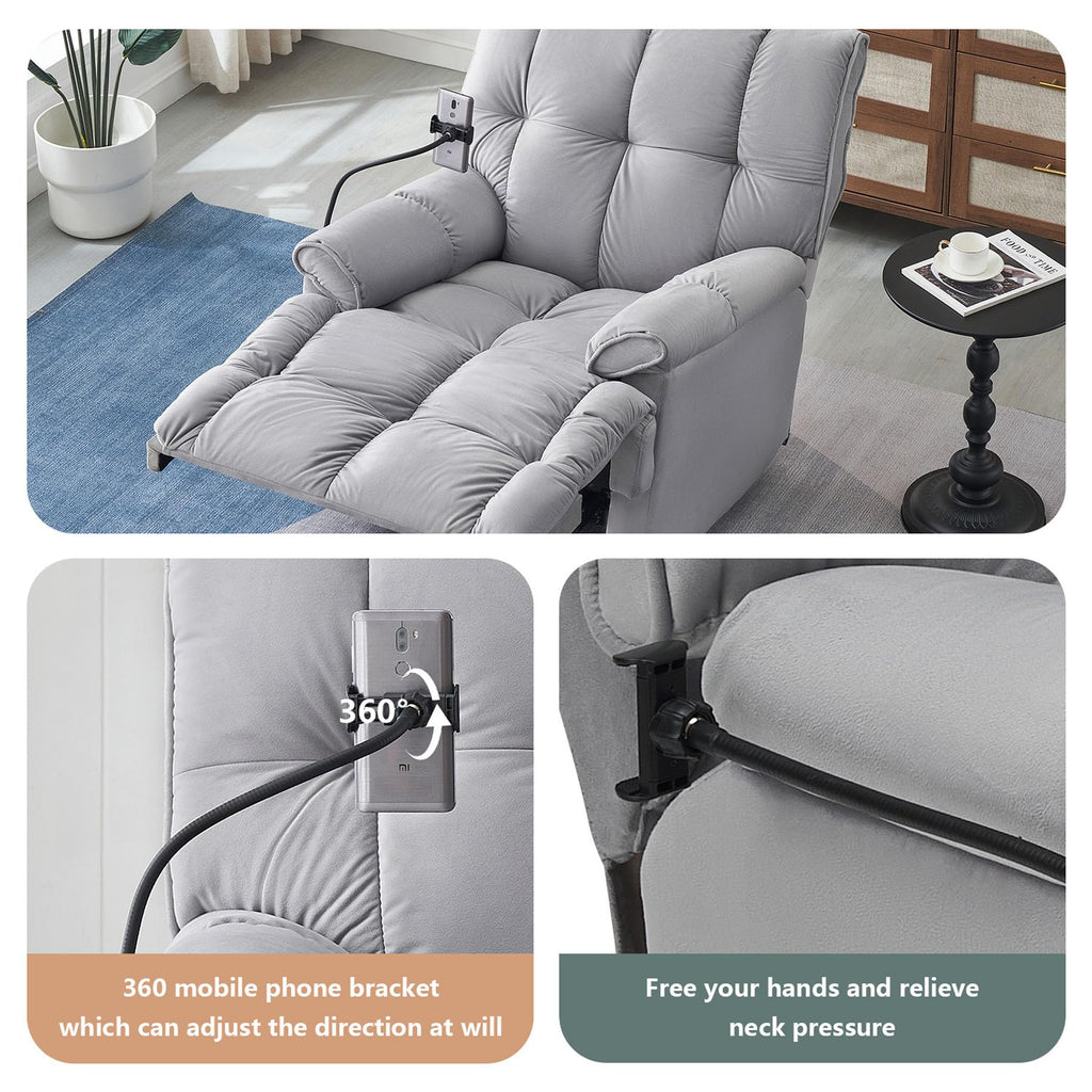 Gray Velvet Recliner Chair I8919