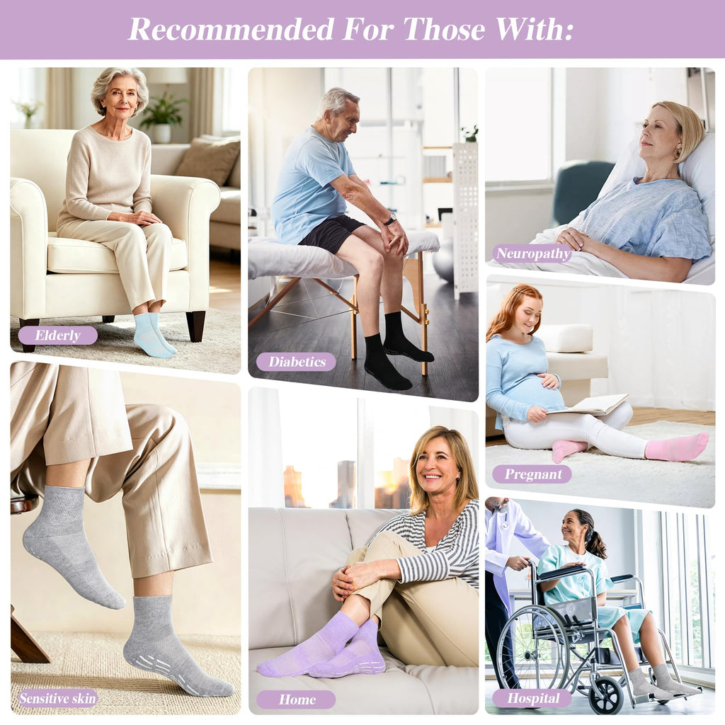 Non Slip Seamless Diabetic Ankle Socks 5 Pairs K7702