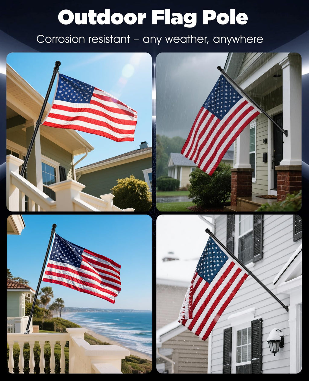 6' Carbon Fiber Flag Pole Kit with USA Flag B2832