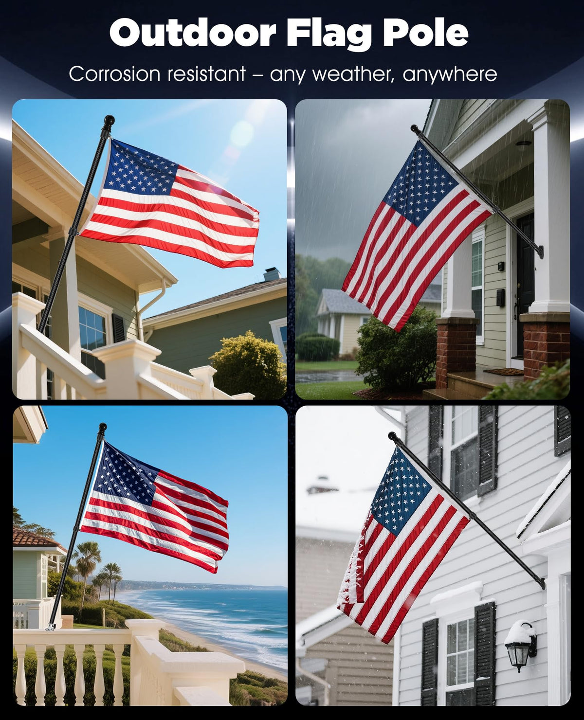 6' Carbon Fiber Flag Pole Kit with USA Flag B2832