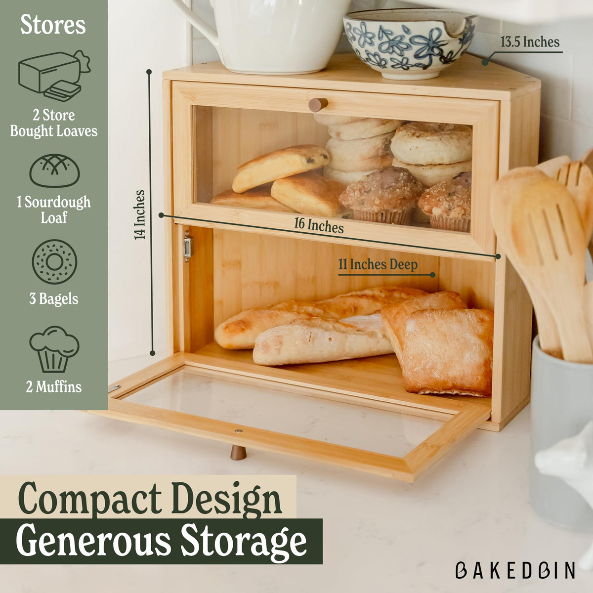 Bamboo Wooden Bread Box N418536