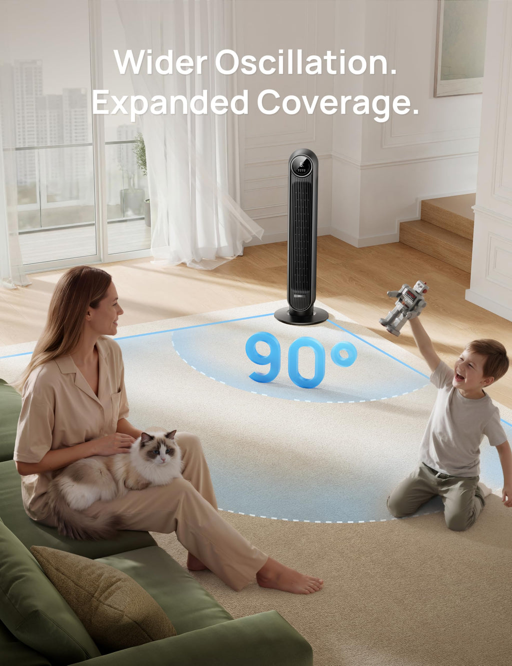 Ultra Quiet Tower Fan, 8 Speeds K598874