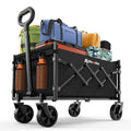 Folding Wagon Cart with Wheels, 220lbs, Black Z725