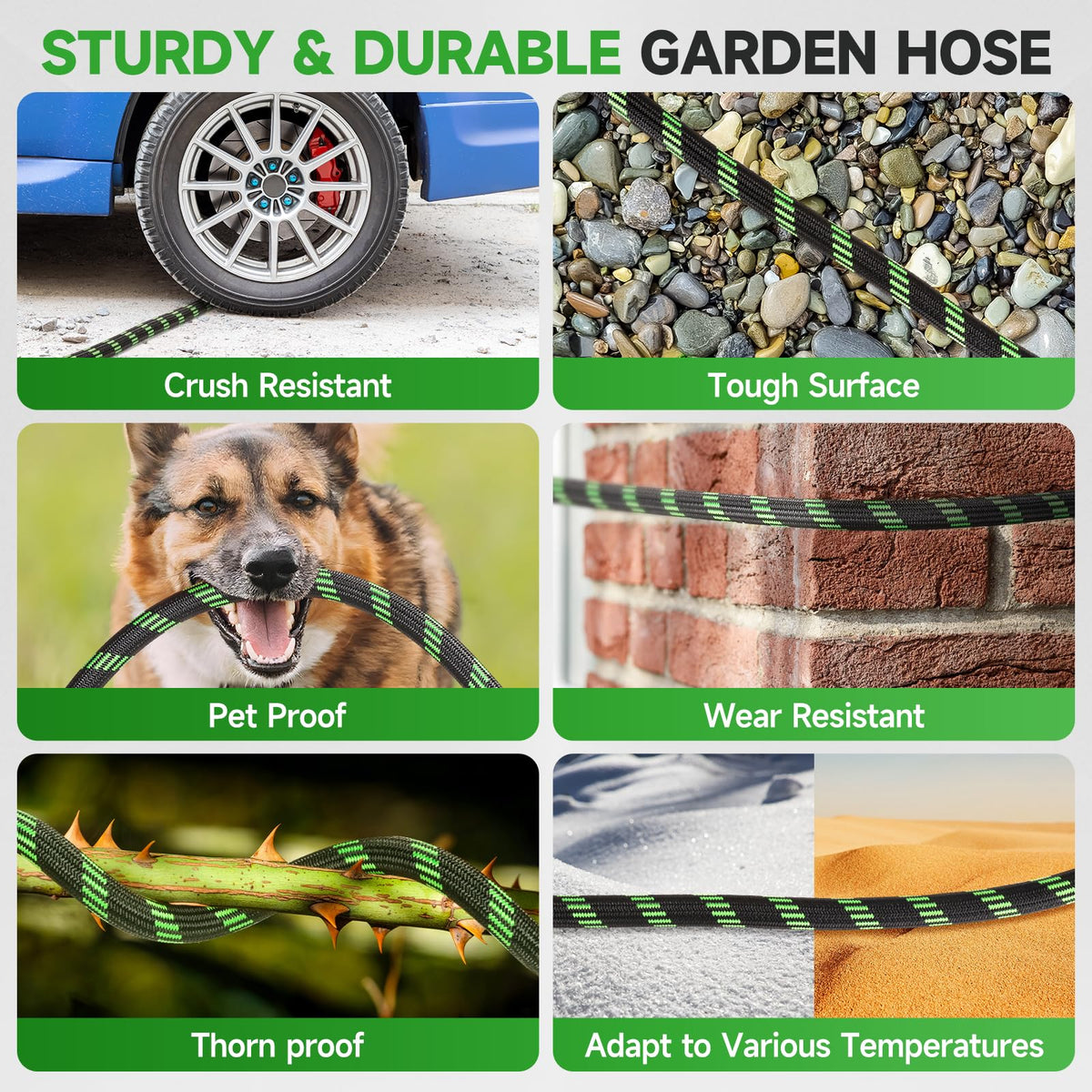 100ft Flexible Non-Expandable Garden Hose with 3/4" Brass Fittings P789498