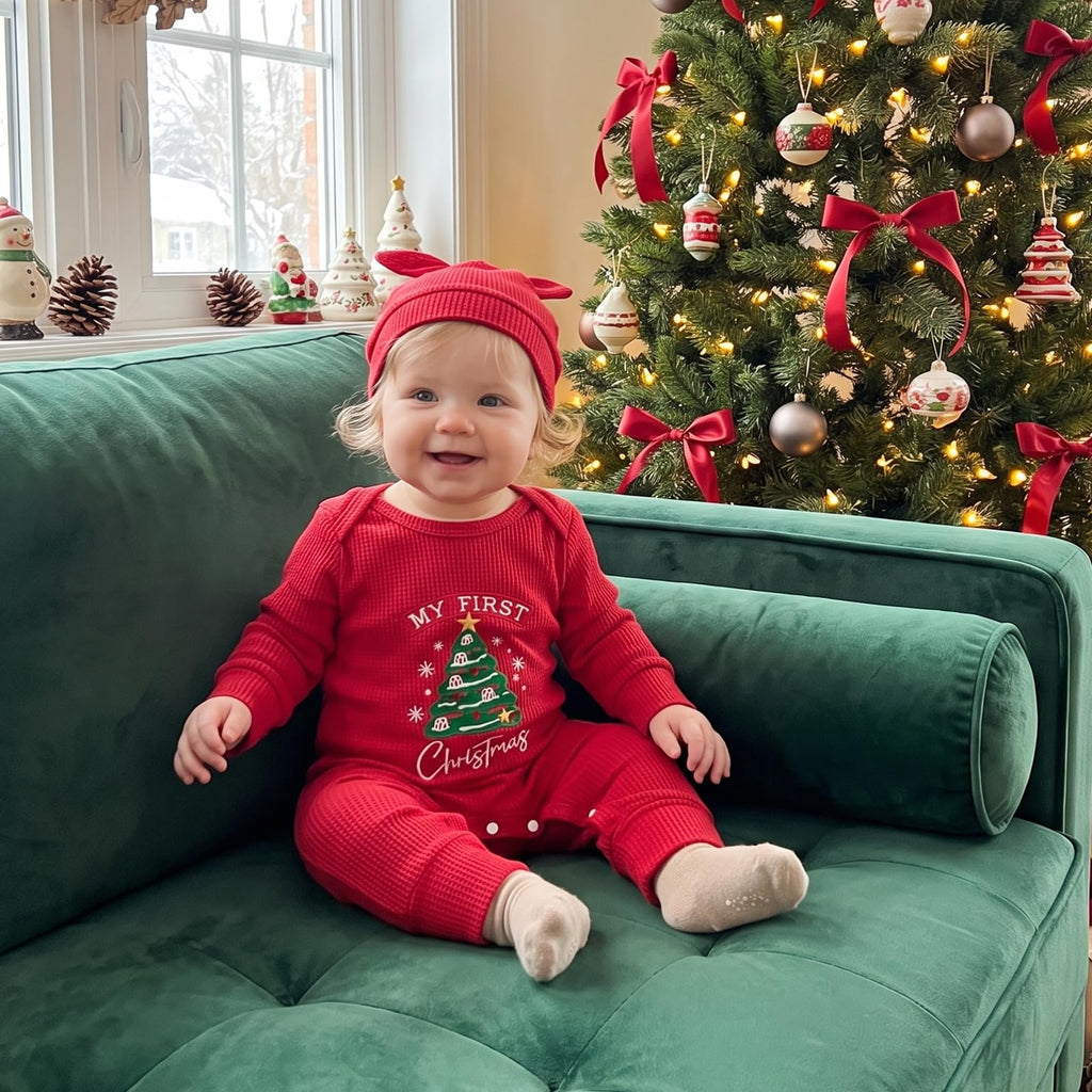 Christmas Baby Romper Jumpsuit Hat Set S12304