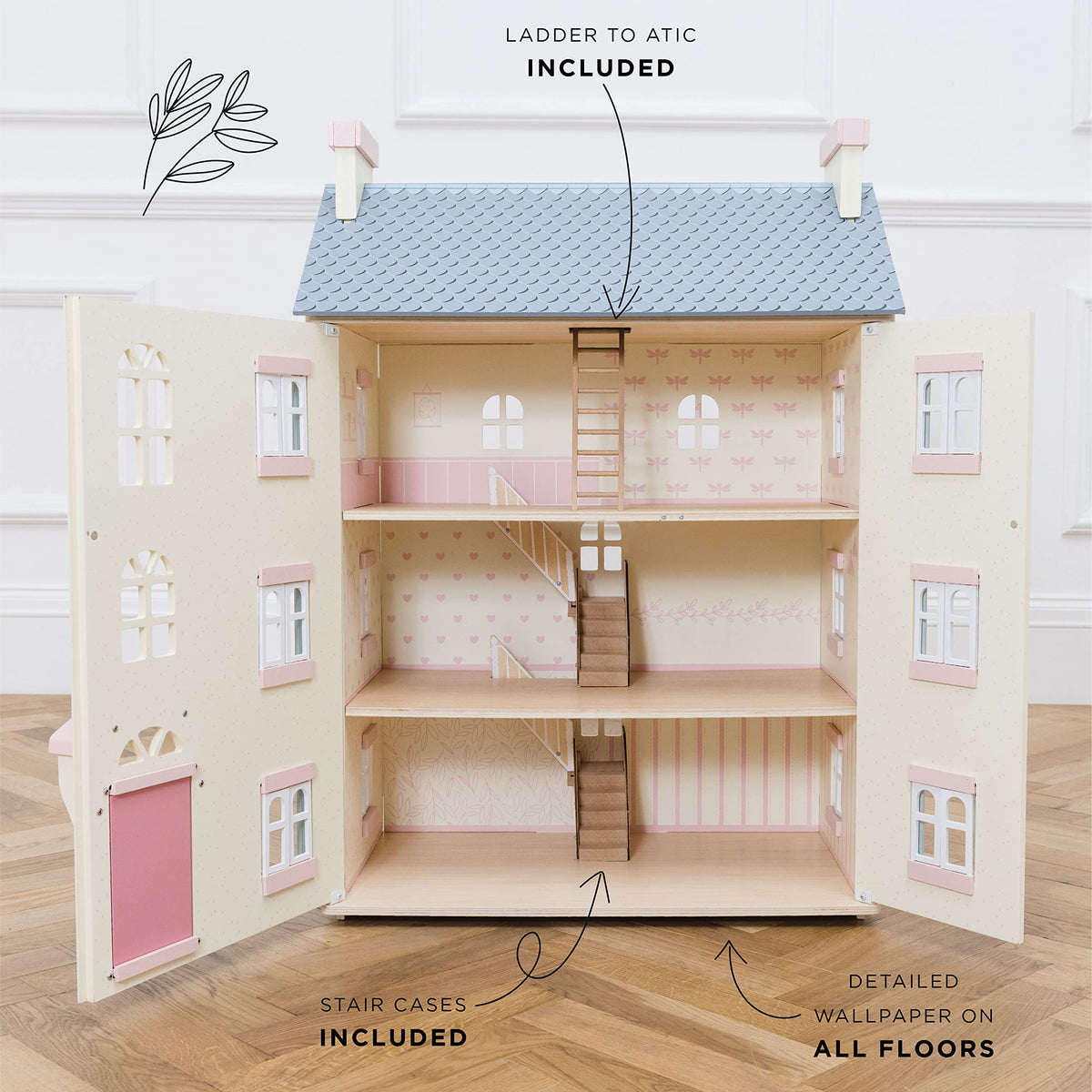 4 Storey Wooden Doll House Play Set A79646