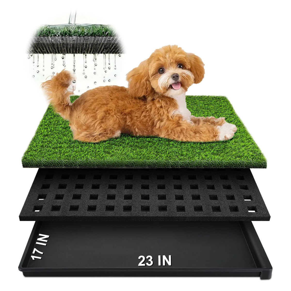 23''X17'' Artificial Turf Dog Grass Pad with Tray J151