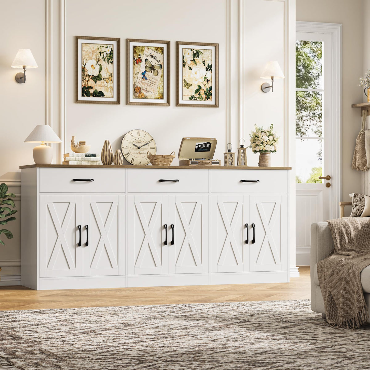 White Kitchen Sideboard Buffet Cabinet with Storage Z482
