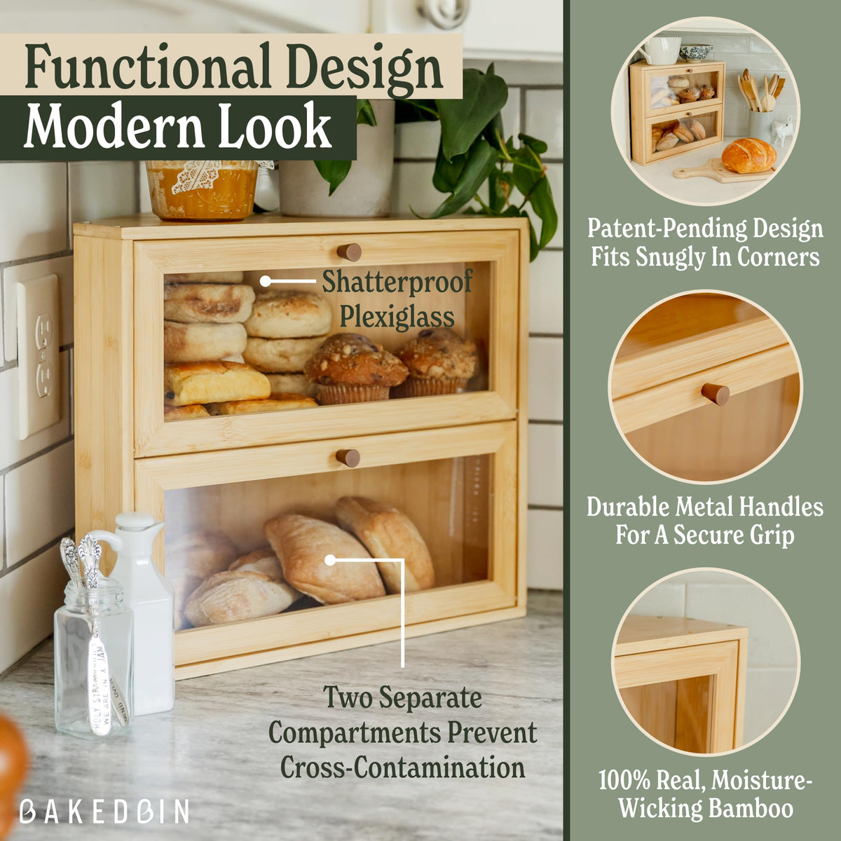 Bamboo Wooden Bread Box N418536