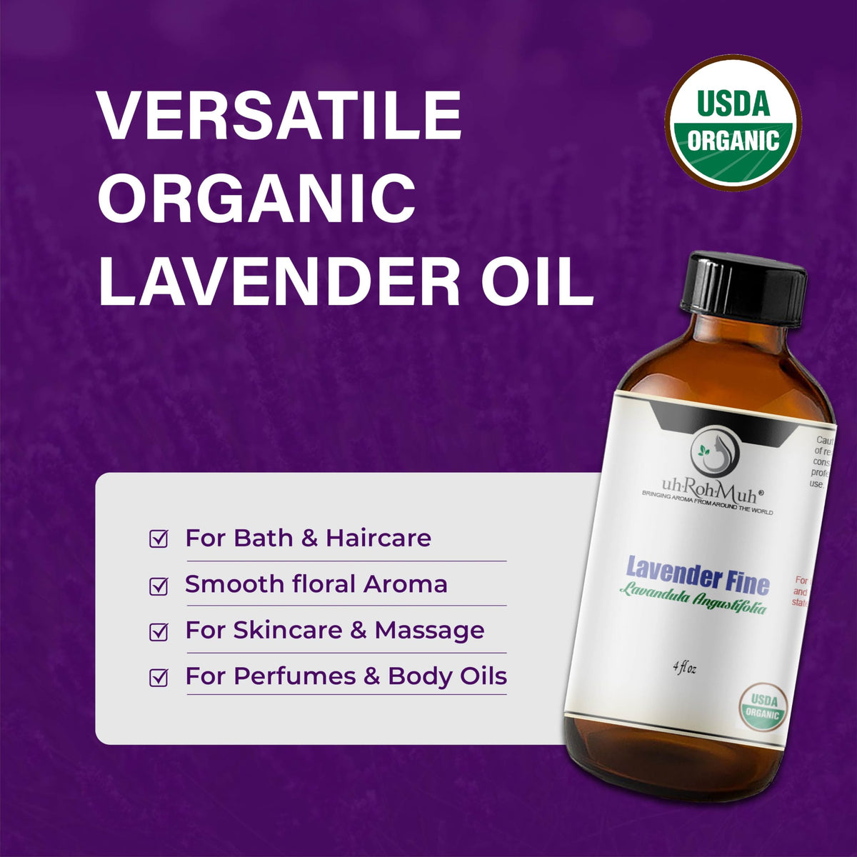 Lavender Organic Essential Oil 4 Fl Oz B152294