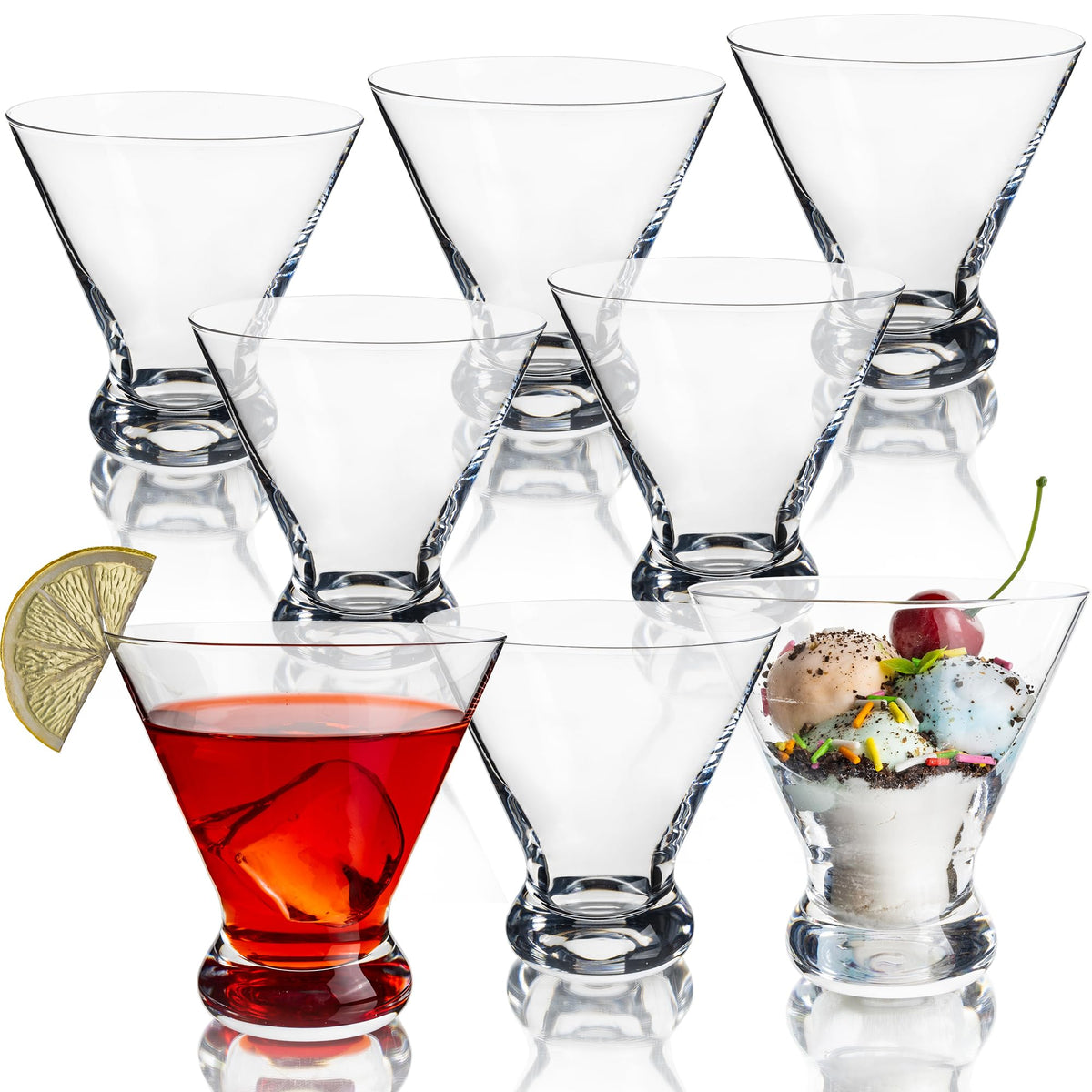 8 oz Stemless Martini Glasses Set of 8 S175826