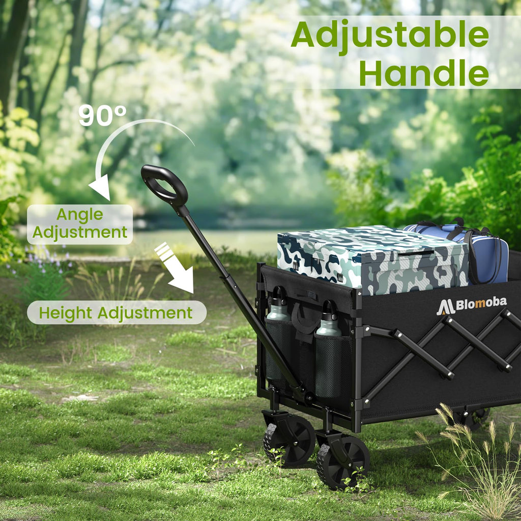 Folding Wagon Cart with Wheels, 220lbs, Black Z725