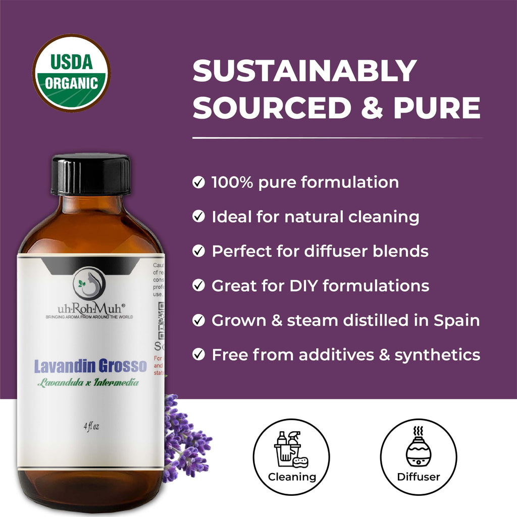 Organic Lavandin Grosso Essential Oil 4 Fl Oz Y88524