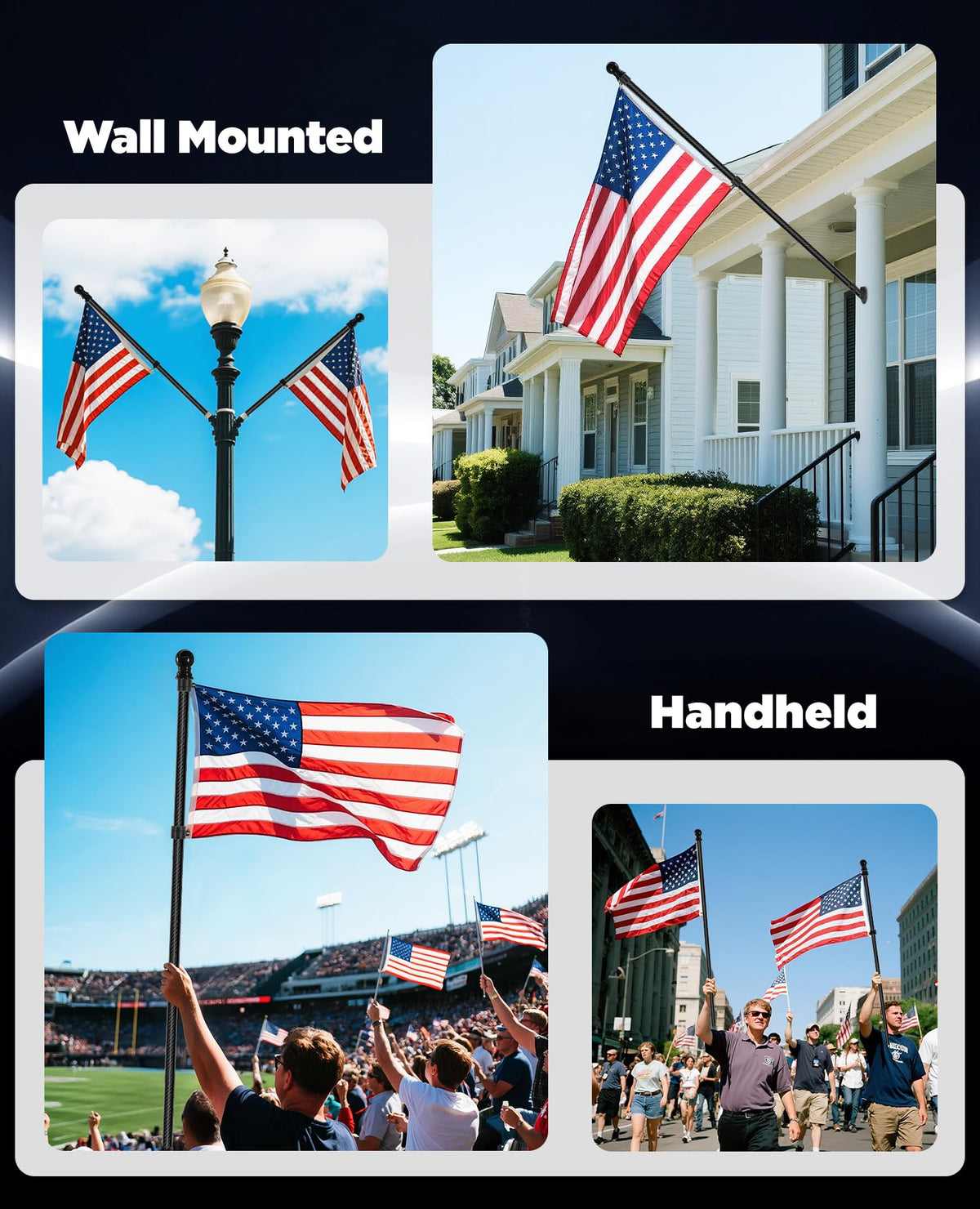 6' Carbon Fiber Flag Pole Kit with USA Flag B2832