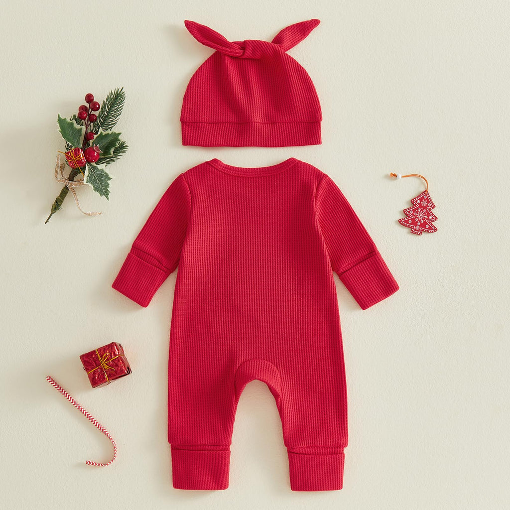 Christmas Baby Romper Jumpsuit Hat Set S12304