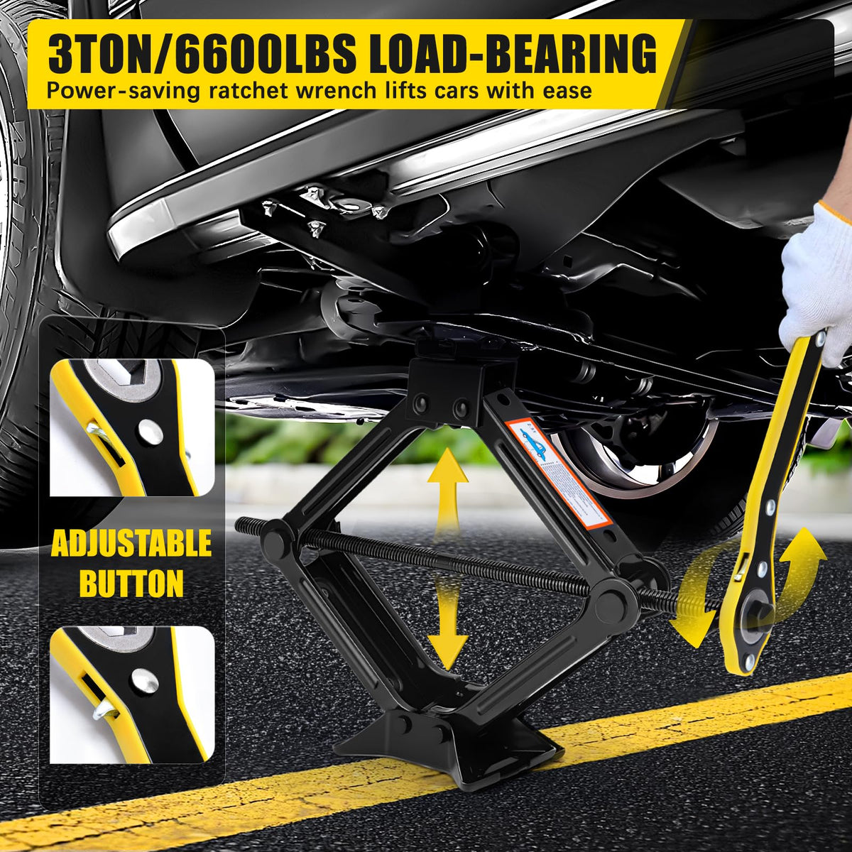 3 Ton Portable Scissor Car Jack with Wheel Wrench N543