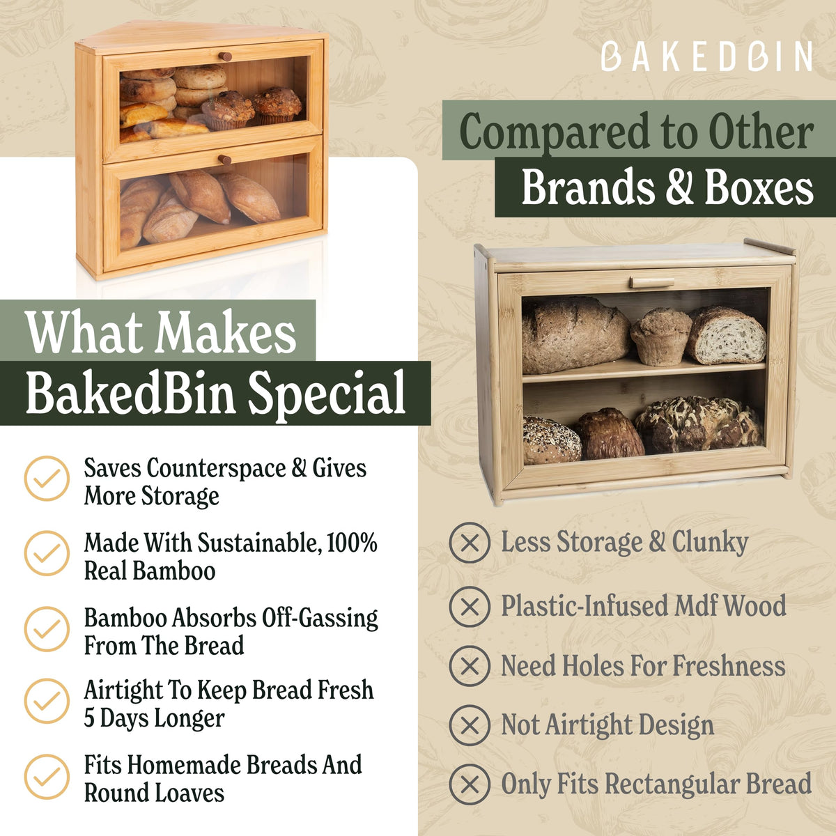 Bamboo Wooden Bread Box N418536