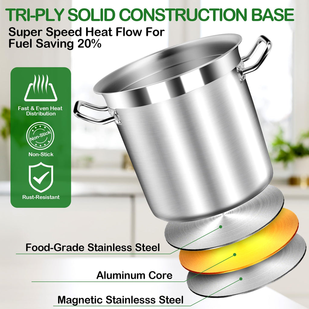 40 Quart Stainless Steel Stockpot with Lid D4436