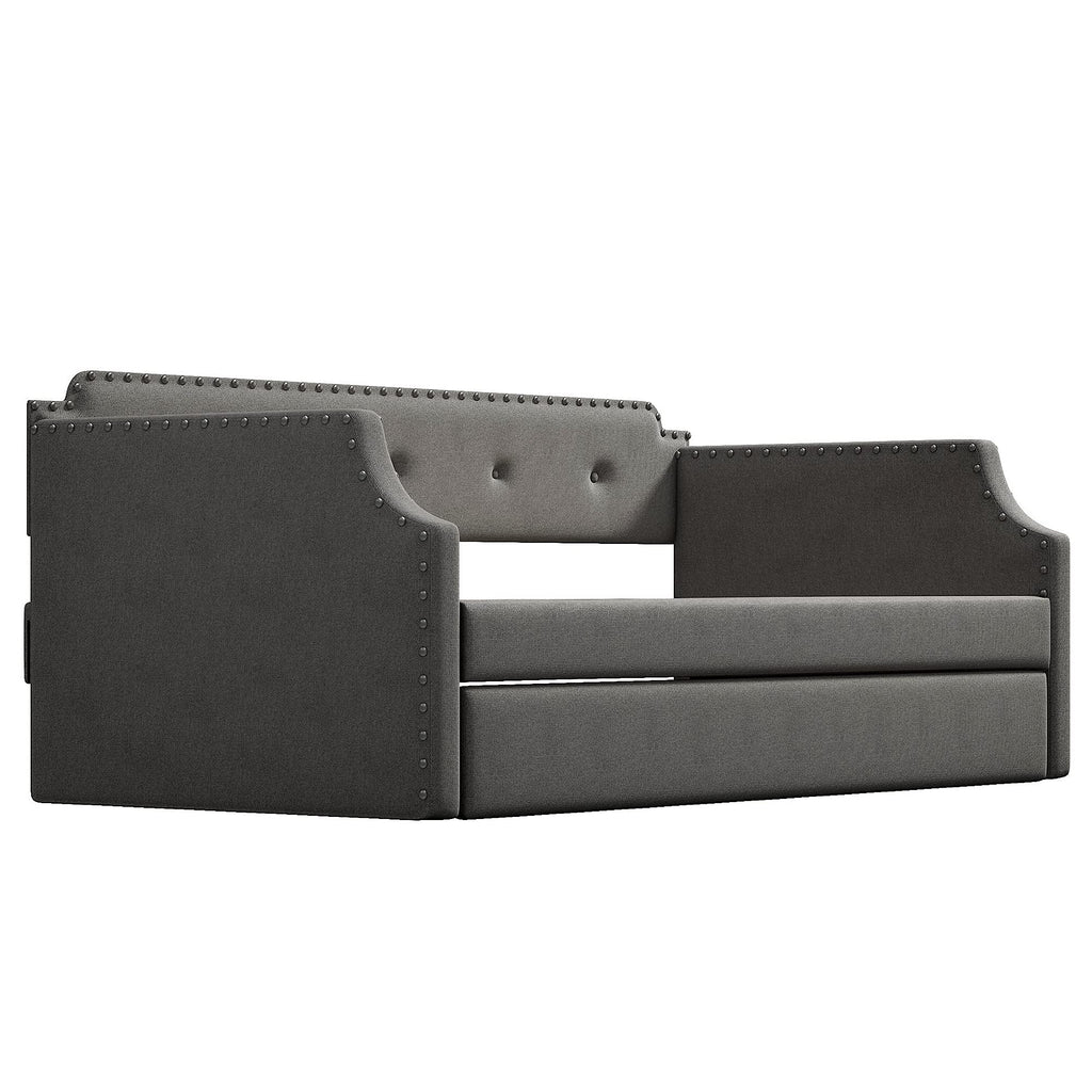 Twin Tufted Upholstered Daybed with Trundle S791