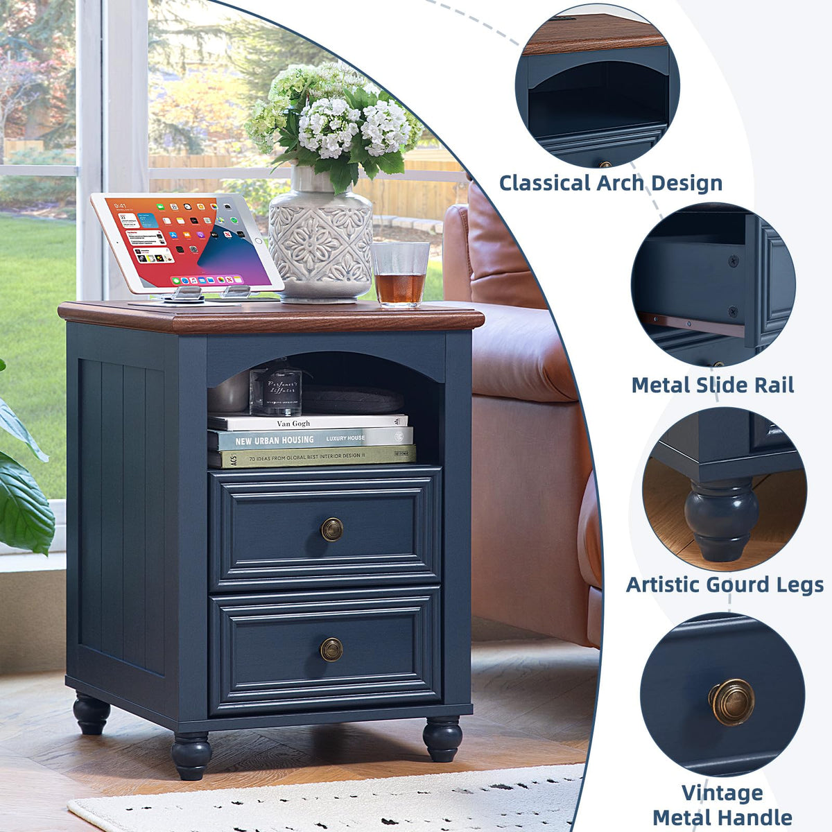 18" Nightstand with Charger Station R849