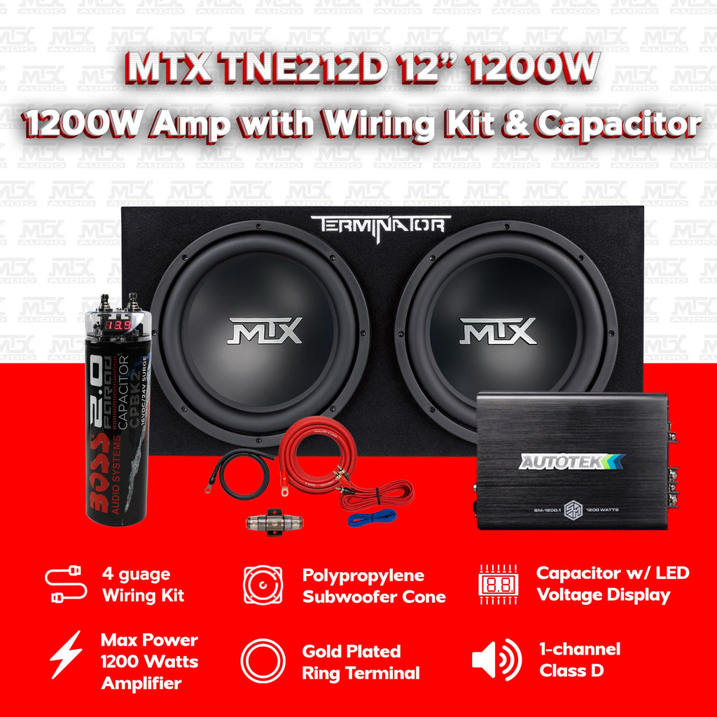 Dual 12" Subwoofer Box, Mono Amp, & Wiring Kit Z5192
