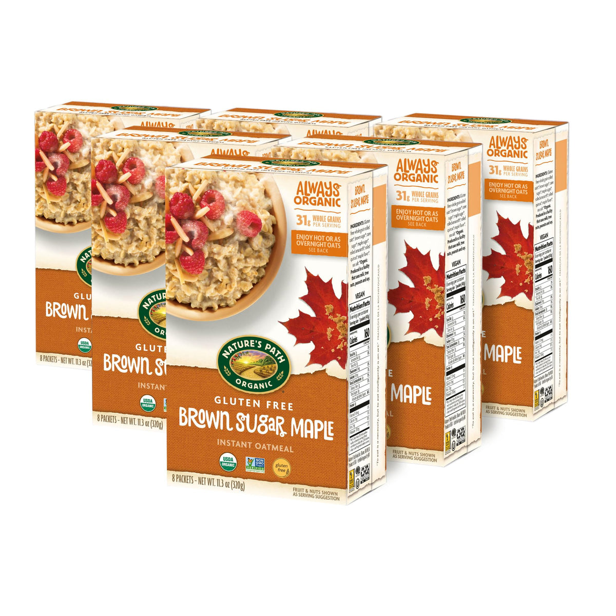 Organic Brown Sugar Maple Oatmeal, 11.3 oz (Pack of 6) M1346
