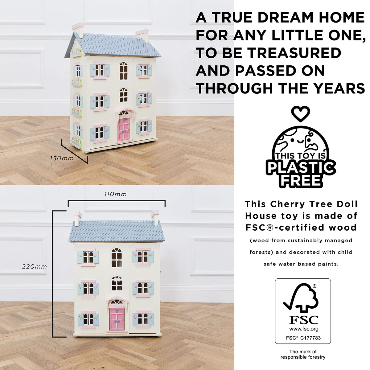 4 Storey Wooden Doll House Play Set A79646