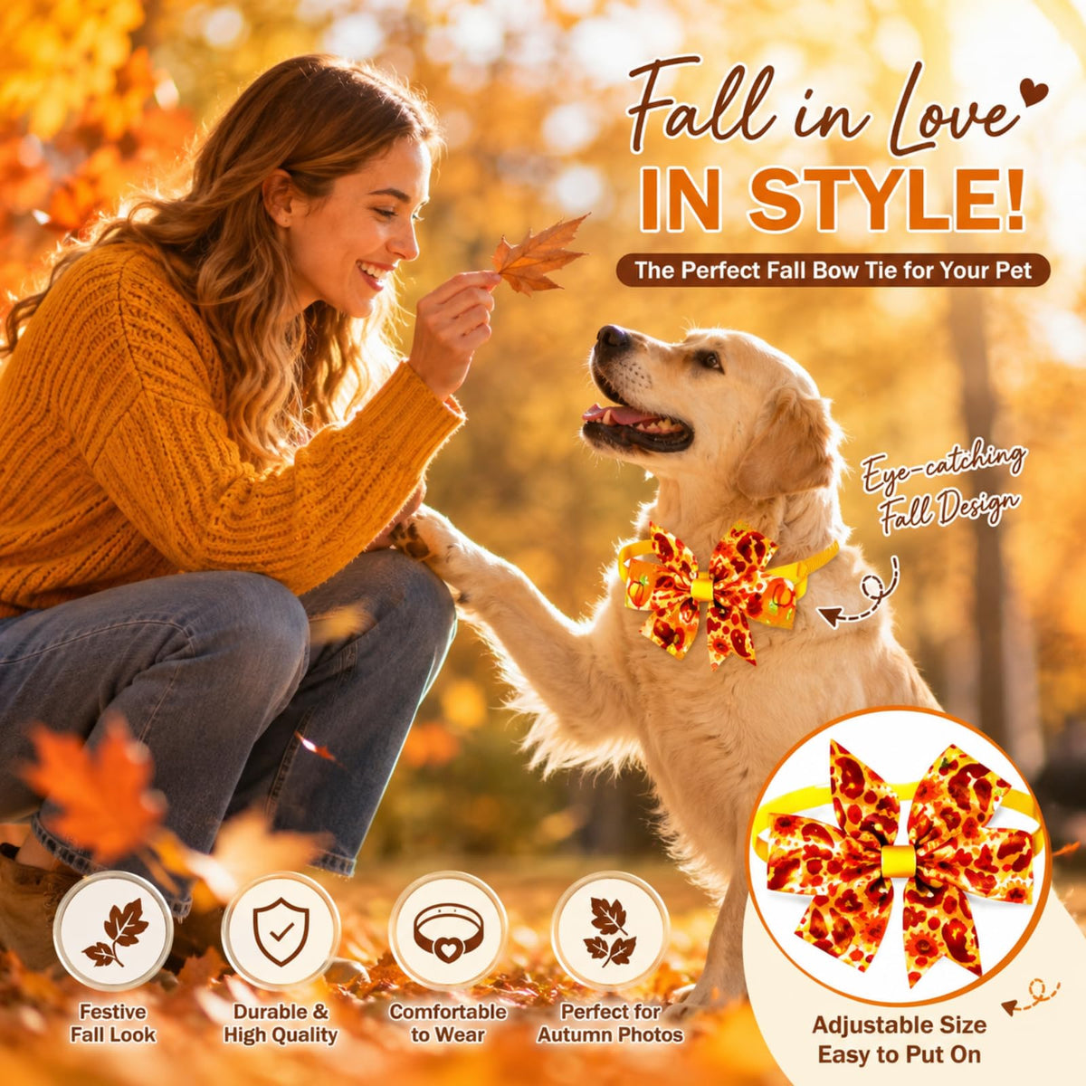 80 Pcs Fall Bow Ties for Dogs&Cats N55879