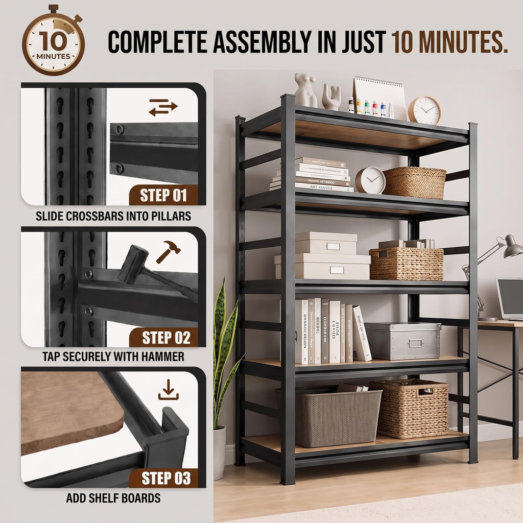 5 Tier Adjustable Wooden Bookshelf H70911