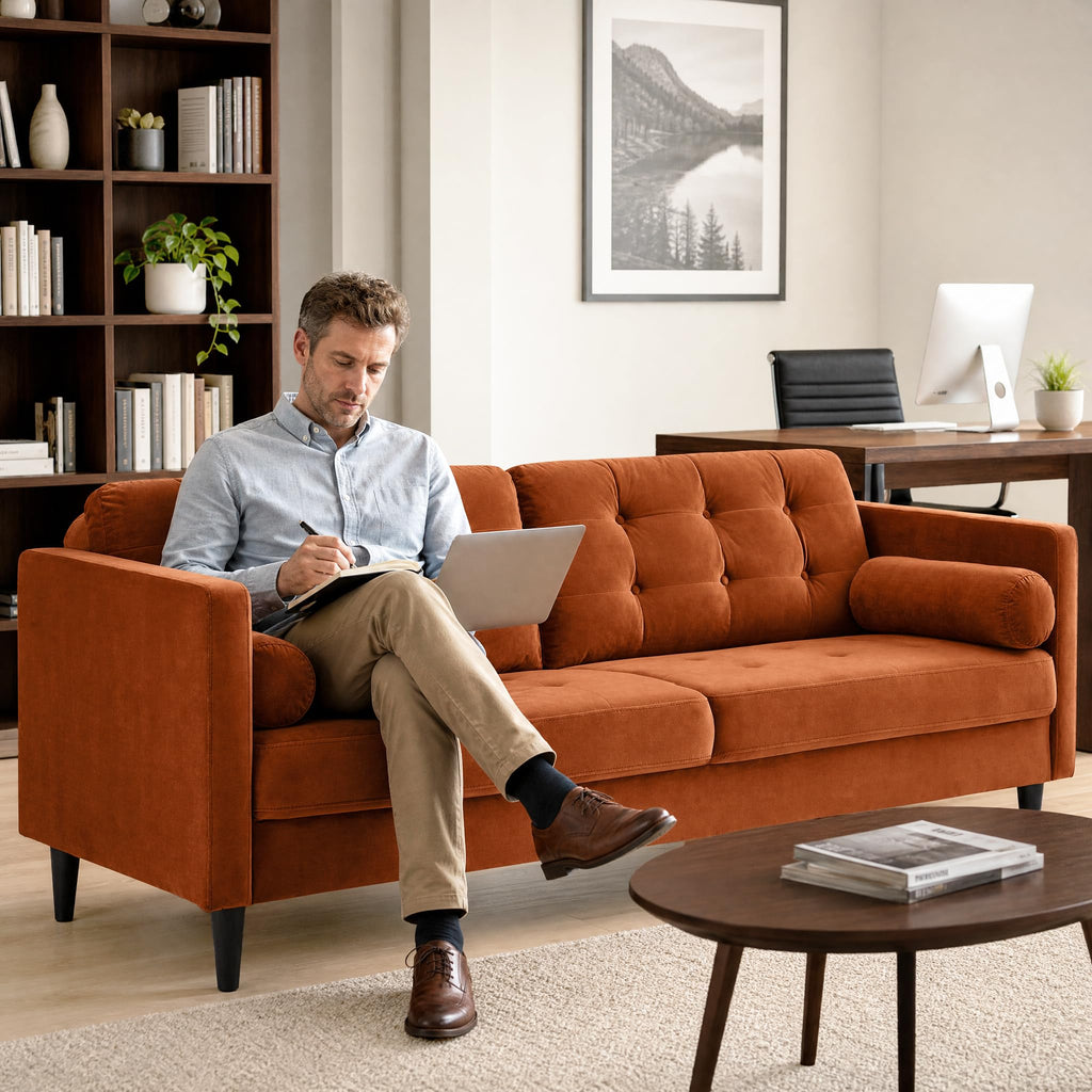 80" Velvet Sofa with Solid Wood Legs N54612
