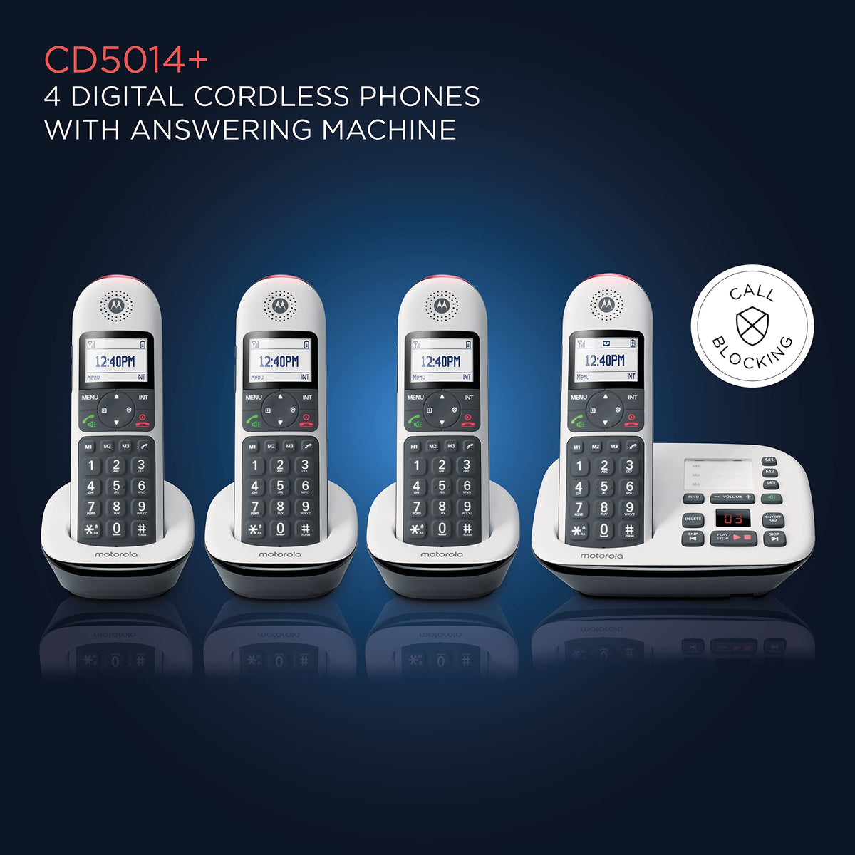 Digital Cordless Telephone with Answering Machine 4 Handsets DECT 6.0 C620