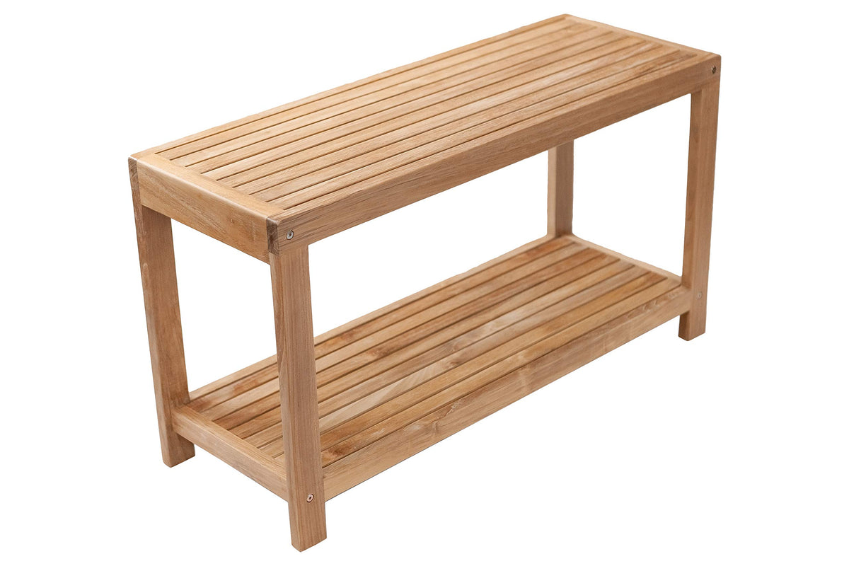 Teak Shower Stool and Spa Bench with Shelf J2826