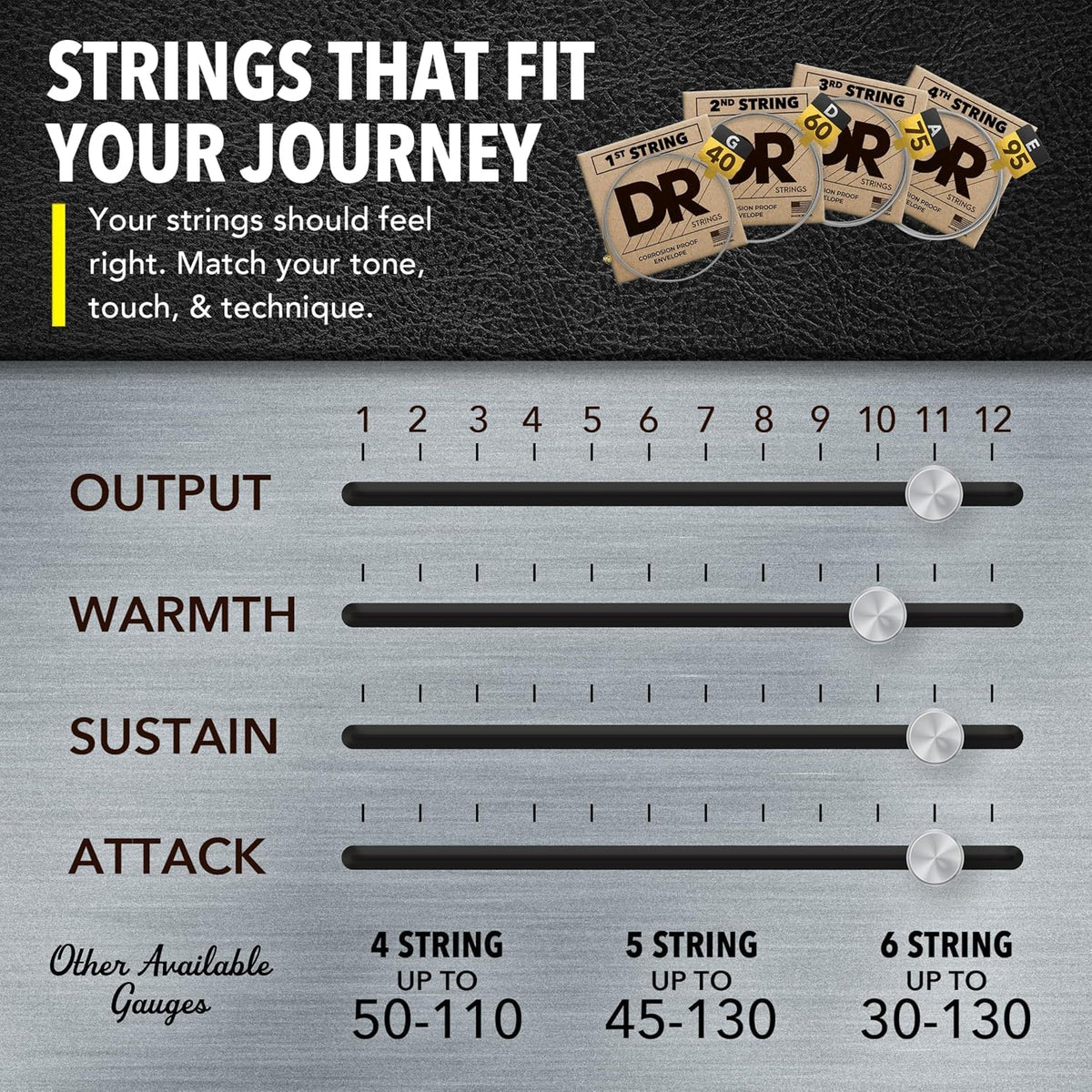 Stainless Steel Bass Strings 45-105 Short Z1620