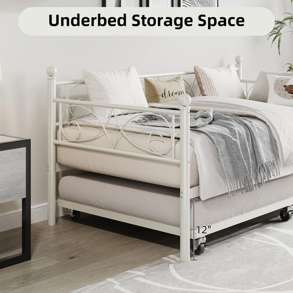 White Twin Daybed with Trundle H8049