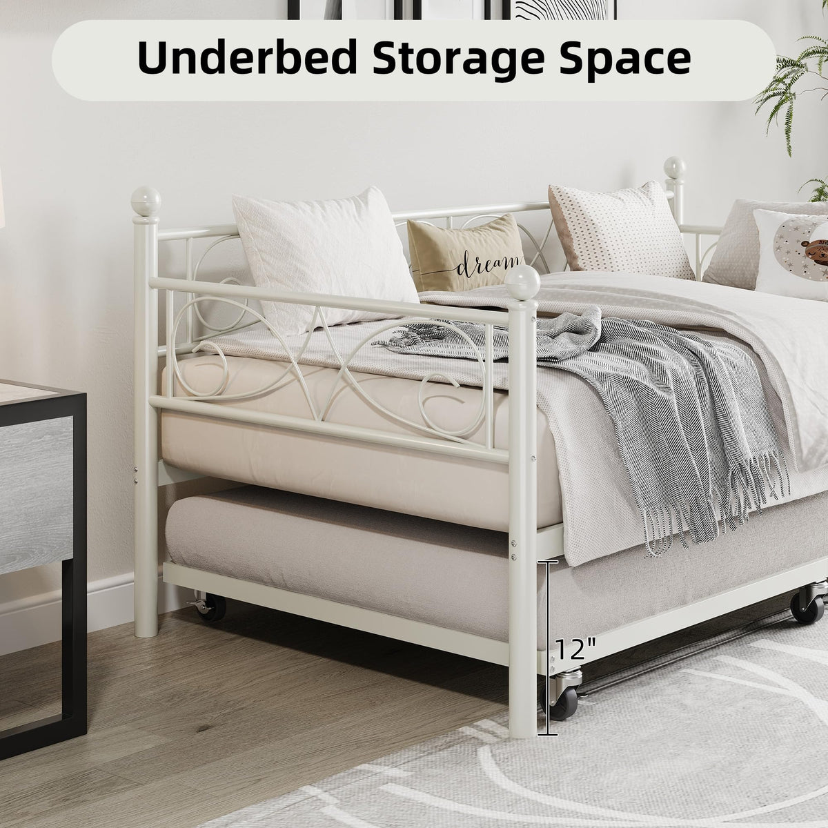 White Twin Daybed with Trundle H8049