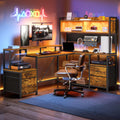 L Shaped Gaming Desk with Storage Drawers & Shelves L781875