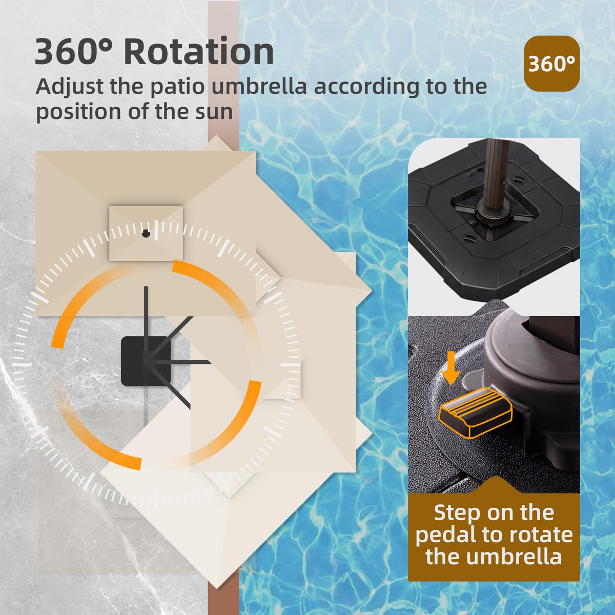 9x12 FT Patio Cantilever Umbrella with Base and LED Lights J76019