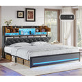 King Size Bed Frame with Storage Bookcase Headboard L20457