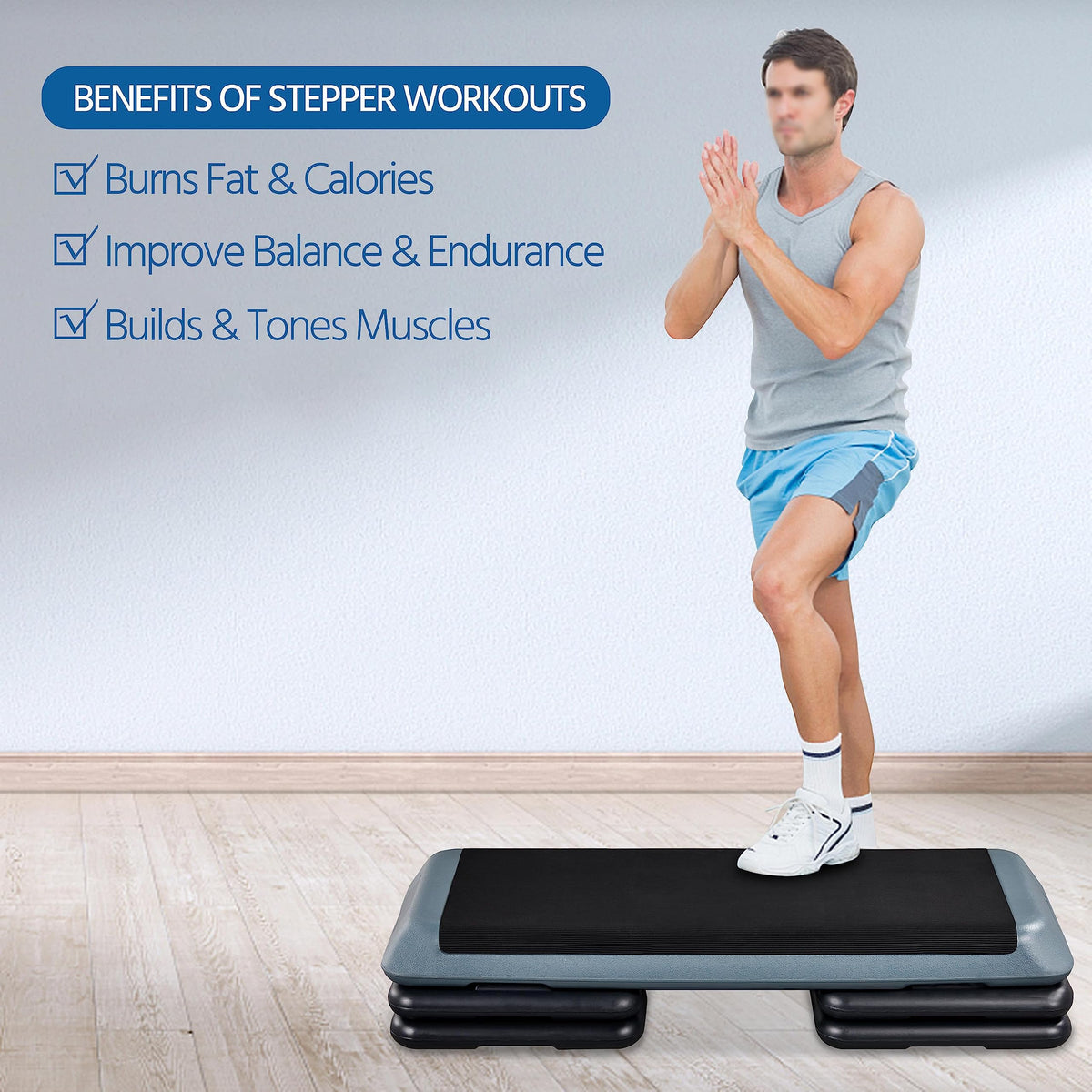 43in 3-Level Adjustable Aerobic Step Platform B77723