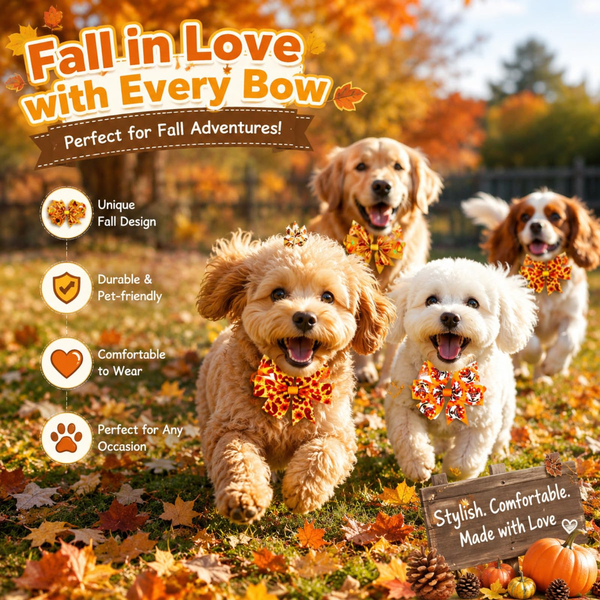 80 Pcs Fall Bow Ties for Dogs&Cats N55879