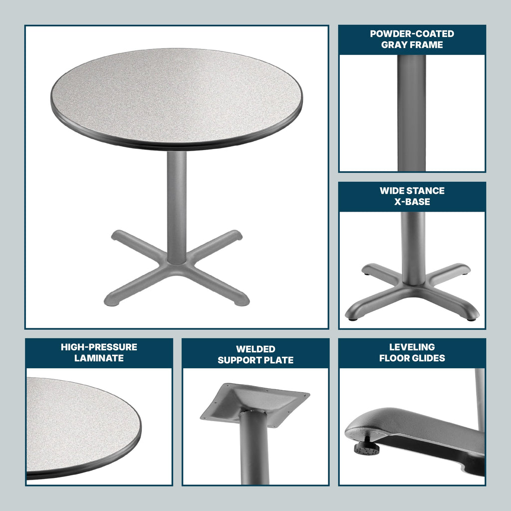 Round 36 in Diameter 30 in Dining Height Black Frame Gray Laminate Cafe Table S88825