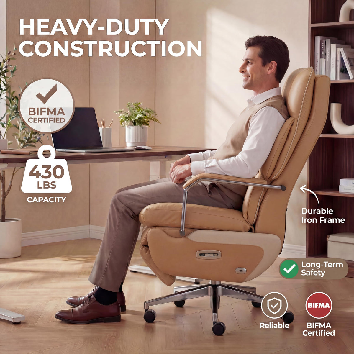 Brown Electric Big & Tall Executive Office Chair D553