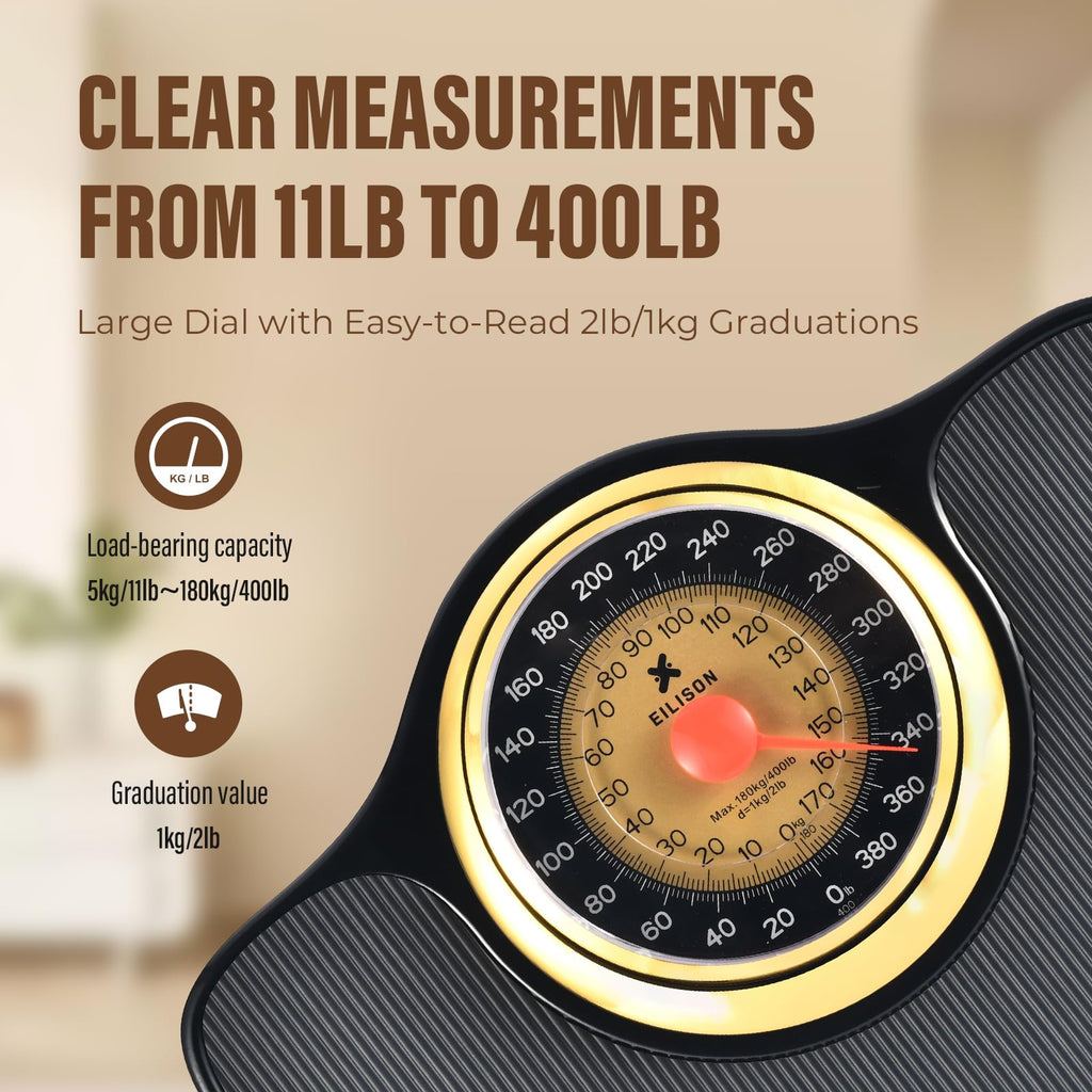 Mechanical Bathroom Scale, Large Dial, 400lbs T832880