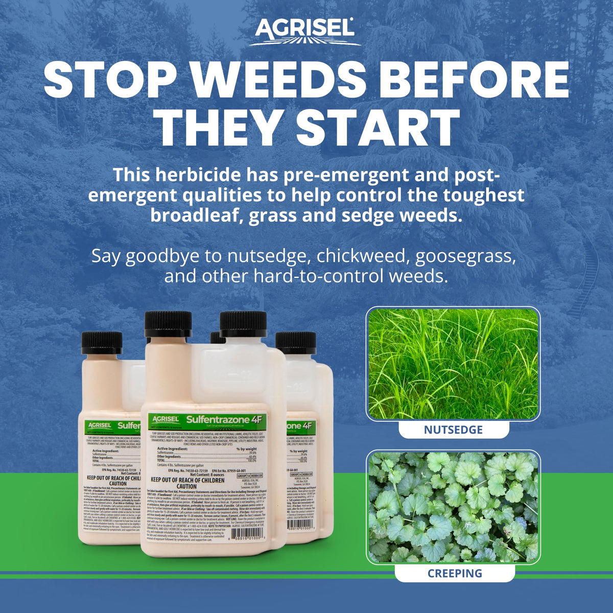 Sulfentrazone 4F Pre-Emergent Weed Killer 8 Ounces U442
